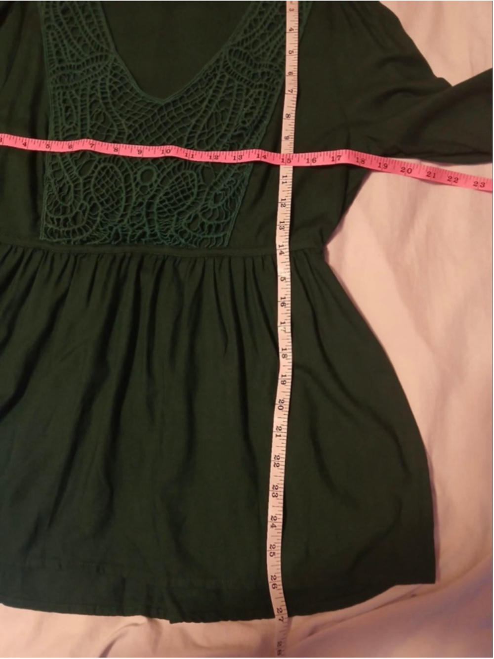 Maurices Women's Green Boho Peasant Top with Crochet Detail – Size M (30 JC) - Picture 5 of 9